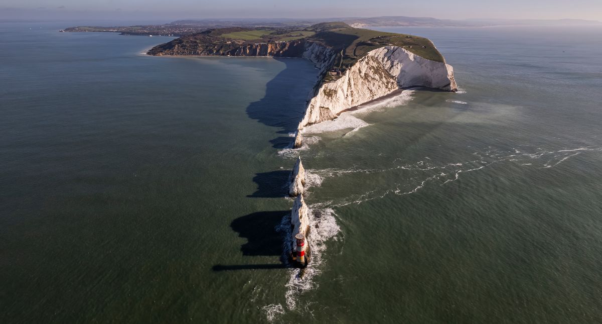 Aerial view of The Needles, Isle of Wight